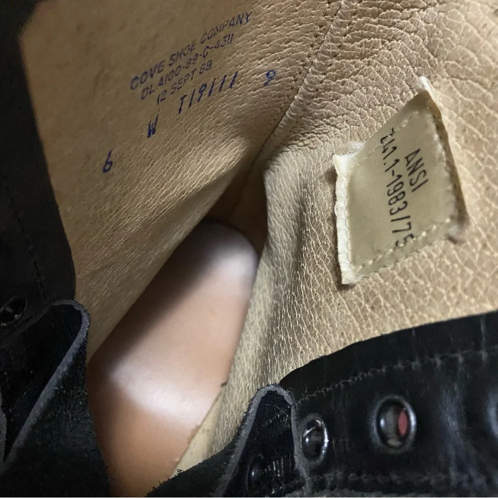 Vintage COVE Shoe Co Biltrite Combat Boots Black Leather Military